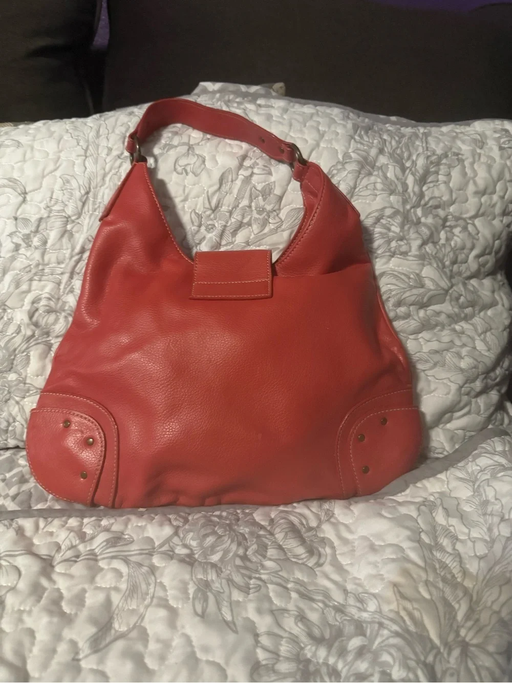 Salmon Colored Leather Hobo Shoulder Bag - Stylish Everyday Carry